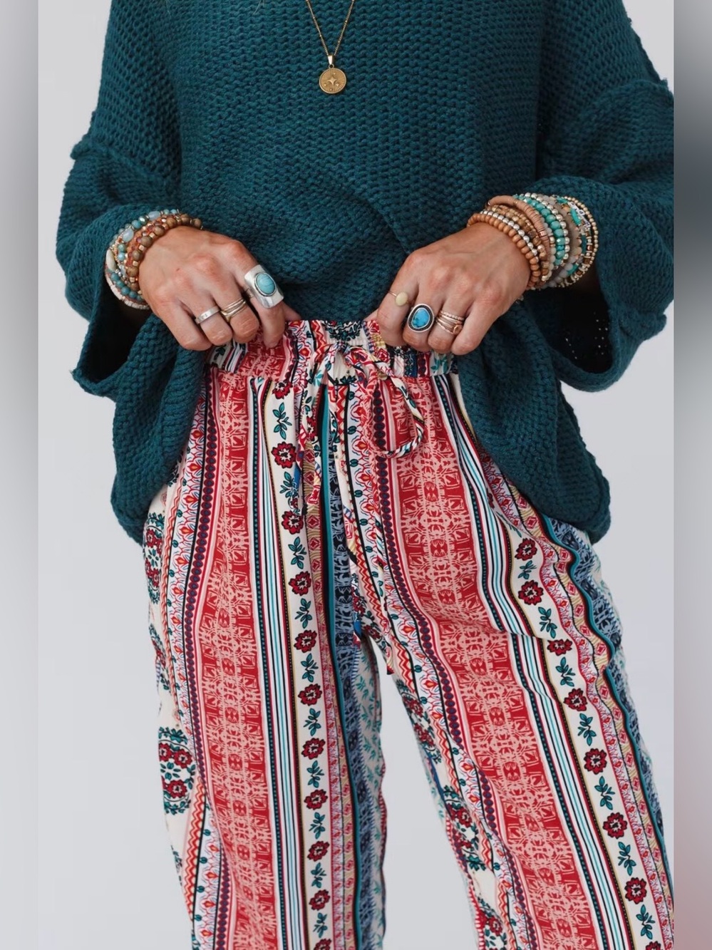 Three Bird Nest Staycation Wide Leg Drawstring Boho Pants Red Clay XL NWT - Picture 2 of 13